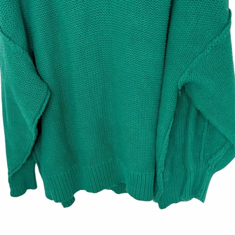 Free People Green Knit Alli V-Neck Mountain View Sweater OB1626643